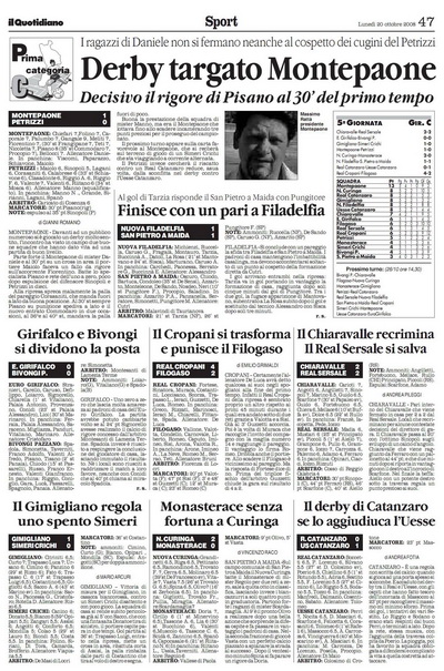 Il Quotidiano della Calabria del 19-ottobre 2008