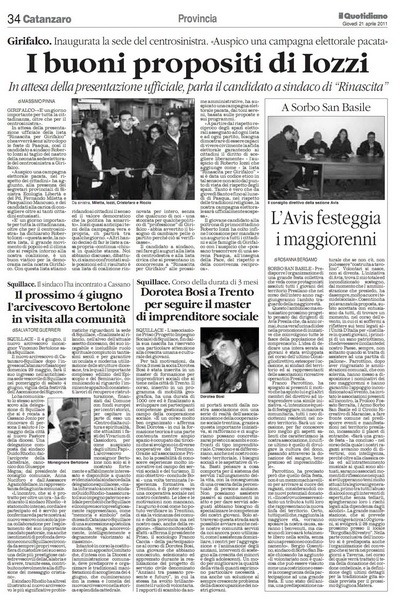 Il Quotidiano della Calabria del 21 aprile 2011