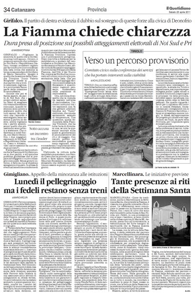 Il Quotidiano della Calabria del 23 aprile 2011