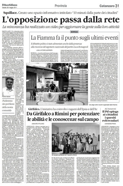 Il Quotidiano della Calabria del 28 maggio 2011