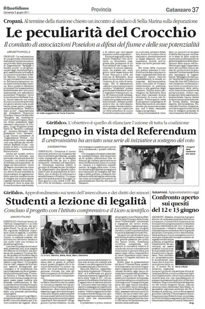 Il Quotidiano della Calabria del 5 giugno 2011