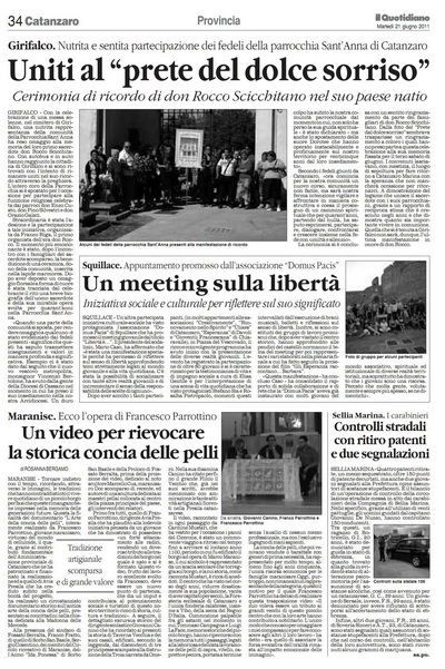 Il Quotidiano della Calabria del 21 giugno 2011