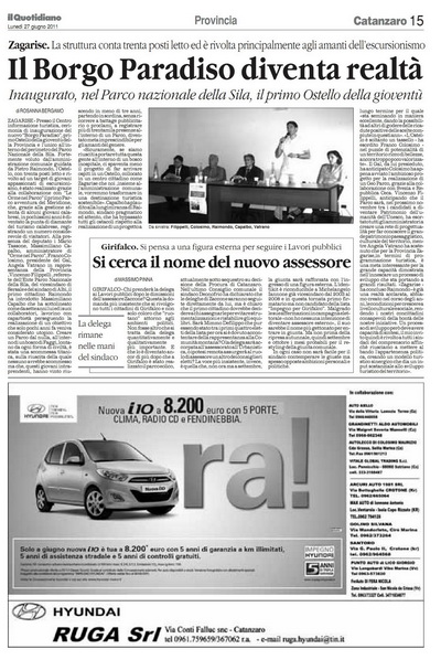 Il Quotidiano della Calabria del 27 giugno 2011