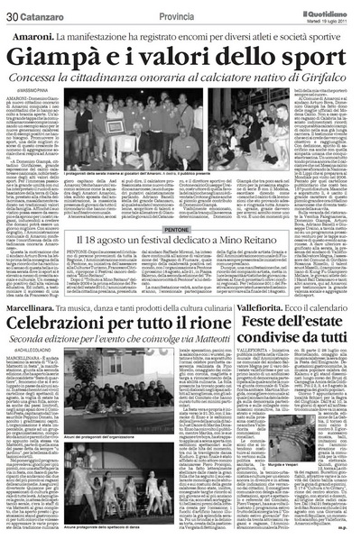 Il Quotidiano della Calabria del 19 luglio 2011
