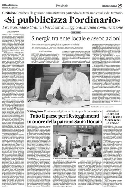 Il Quotidiano della Calabria del 20 luglio 2011