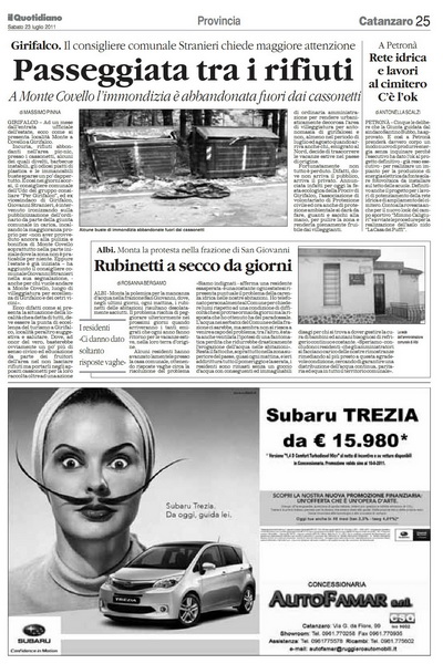 Il Quotidiano della Calabria del 23 luglio 2011