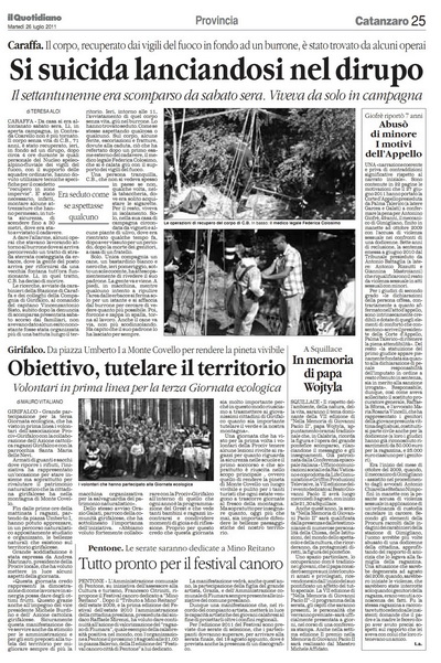Il Quotidiano della Calabria del 26 luglio 2011
