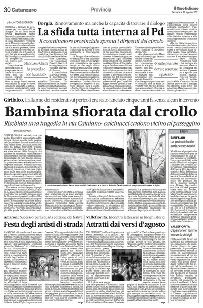Il Quotidiano della Calabria del 28 agosto 2011