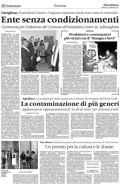 Il Quotidiano della Calabria del 7 settembre 2011