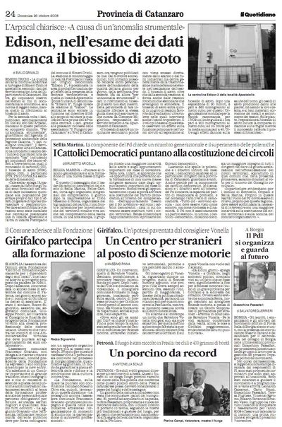 Il Quotidiano della Calabria del 26-ottobre 2008